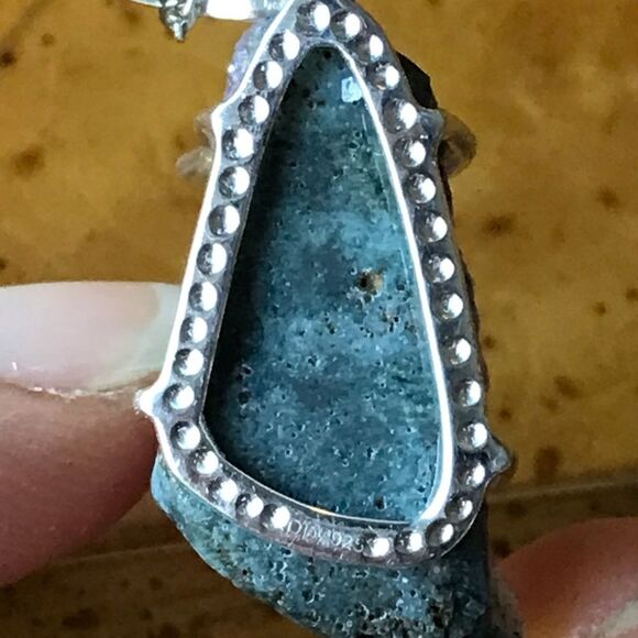 African Amethyst Geode Sterling Silver Stainless Steel Pendant Necklace - Picture 6 of 7